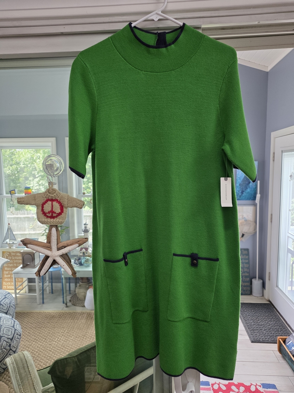 Maeve The Annalise Mock-neck Mini Sweater Dress